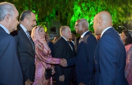President Solih welcomes foreign dignitaries to the 58th Independence Day reception -- Photo: President's Office