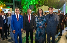 Vice President Faisal Naseem with renowned entrepreneur Mohamed Ali Janah and his two children -- Photo: President's Office