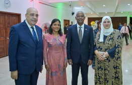 Presidential couple greets foreign dignitaries at the special Independence Day reception-- Photo: President's Office
