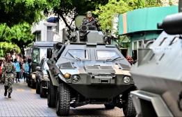 Maldives' military during the parade held on Thursday, July 27, 2023 to celebrate Independence Day -- Photo: Nishan Ali / Mihaaru