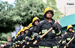 Maldives National Defence Force's (MNDF) Fire and Rescue participating in the 58th Independence Day Parade -- Photo: Nishan Ali/ Mihaaru