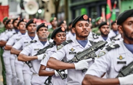 Maldives' military's brass band during the parade held on Thursday, July 27, 2023 to celebrate Independence Day -- Photo: Nishan Ali / Mihaaru
