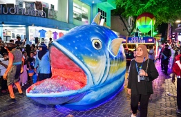 A float designed as a tuna head at the float parade to celebrate Maldives' Independence Day -- Photo: Nishan Ali / Mihaaru