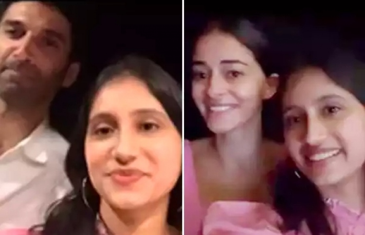 އަދިތިޔަ އާއި އަންނަޔާގެ ފޭނަކަށް ސިނަމާ ހޯލުގެ ތެރެއިން ދެ ތަރިން ފެނިގެން އެމީހުންނާ އެކު ނެގި ސެލްފީއެއް.