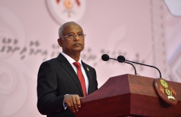 President Ibrahim Mohamed Solih speaking at the official ceremony held to confer the National Award for Public Service -- Photo: President's Office