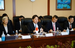 Japanese Foreign Minister Hayashi Yoshimasa with his delegation at the meeting held in the Foreign Ministry -- Photo: Foreign Ministry