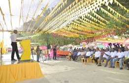 President Ibrahim Mohamed Solih in Sh. Maaungoodhoo for his presidential campaign-- Photo: MDP