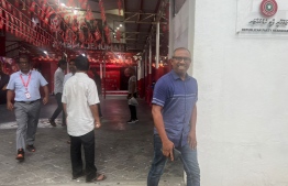Central Henveiru MP and senior official of The Democrats, Azim exits Kunooz after the meeting held on Saturday.