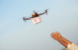 A drone delivery of medicine in a foreign country: This service has bee tested to be implemented in the Maldives. -- Photo: World Economic Forum
