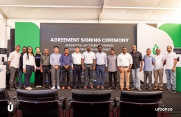Senior officials and heads of local developers that signed with Urbanco for the development of residential apartments in Hulhumale'-- Photo: Urbanco