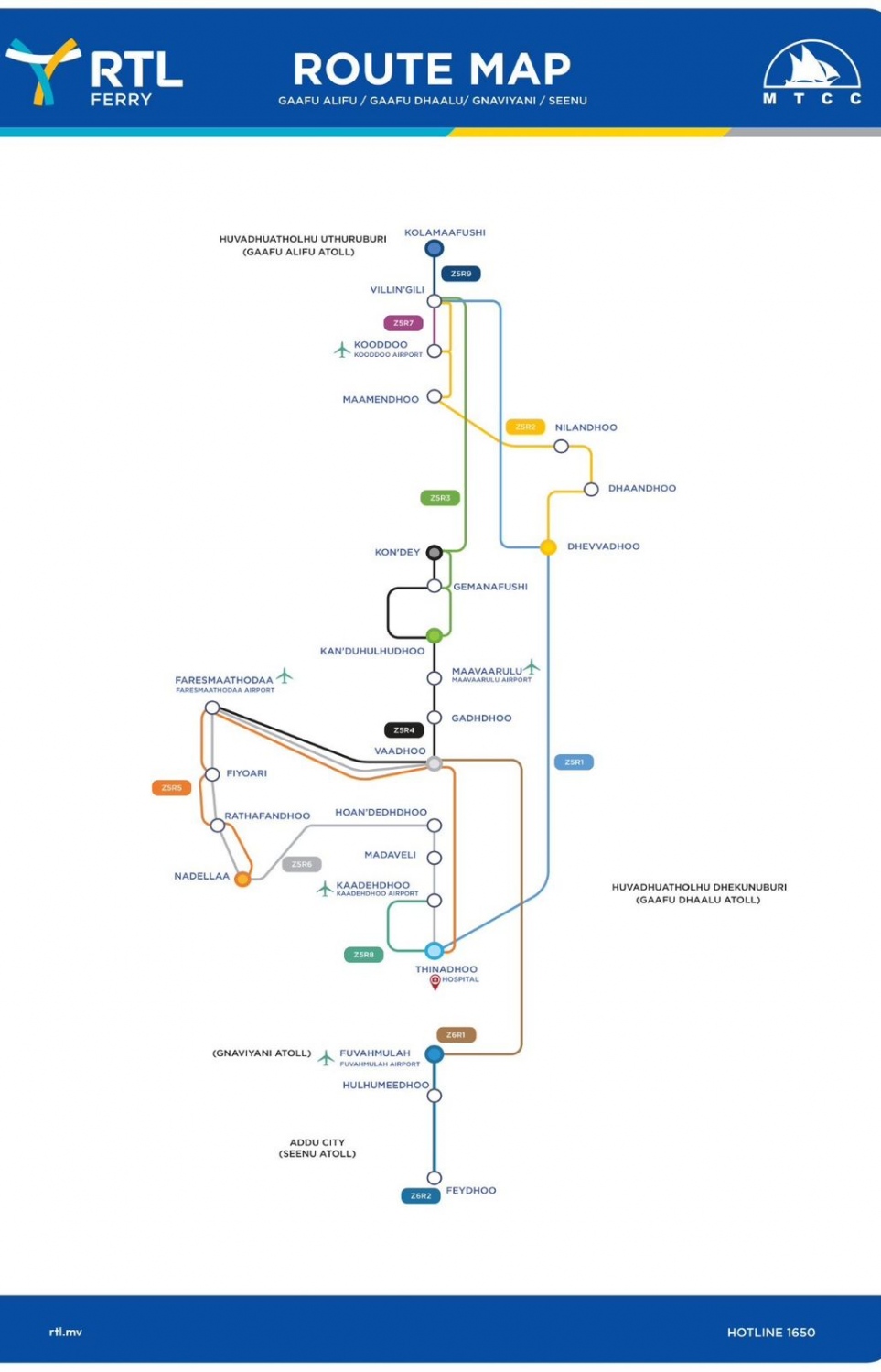 އާރްޓީއެލް ފެރީގެ ހިދުމަތް ދިނުމަށް ދަތުރު ކުރާ ރޫޓުތައް-- ފޮޓޯ:އެމްޓީސީސީ