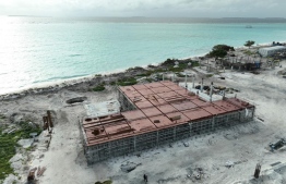 RO plant and power plant building at Hanimaadhoo Airport: A major portion of the building has been completed -- Photo: RACL