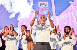 PPM/PNC coalition's presidential candidate Dr. Mohamed Muizzu launches his manifesto ahead of the 2023 presidential election-- Photo: Fayaz Moosa | Mihaaru
