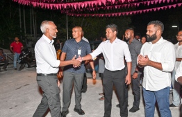 PPM/PNC campaign rally at Addu City; the coalition's candidate Dr. Mohamed Muizzu and his running mate Hussain Mohamed Latheef-- Photo: Nishan Ali | Mihaaru