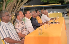 President Solih and coalition leaders attending a campaign rally in Baa atoll Dharavandhoo last night -- Photo: MDP
