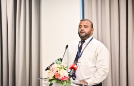 (FILE) Vice President of PCB Ahmed Firaaz speaking at an event on August 24, 2023 -- Photo: Nishan Ali / Mihaaru