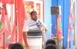 JP's presidential candidate Gasim Ibrahim at an election campaign held in A.dh. Dhangethi -- Photo: JP