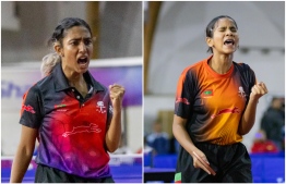 Rafa (left) and Dheema (right) during the match -- Photo: Raaif Yoosuf/ MOC
