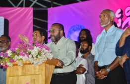 Dr. Shaheem praises PPM/PNC coalition candidate Dr. Mohamed Muizzu claiming he was the most capable running in this year's presidential race-- Photo: PPM
