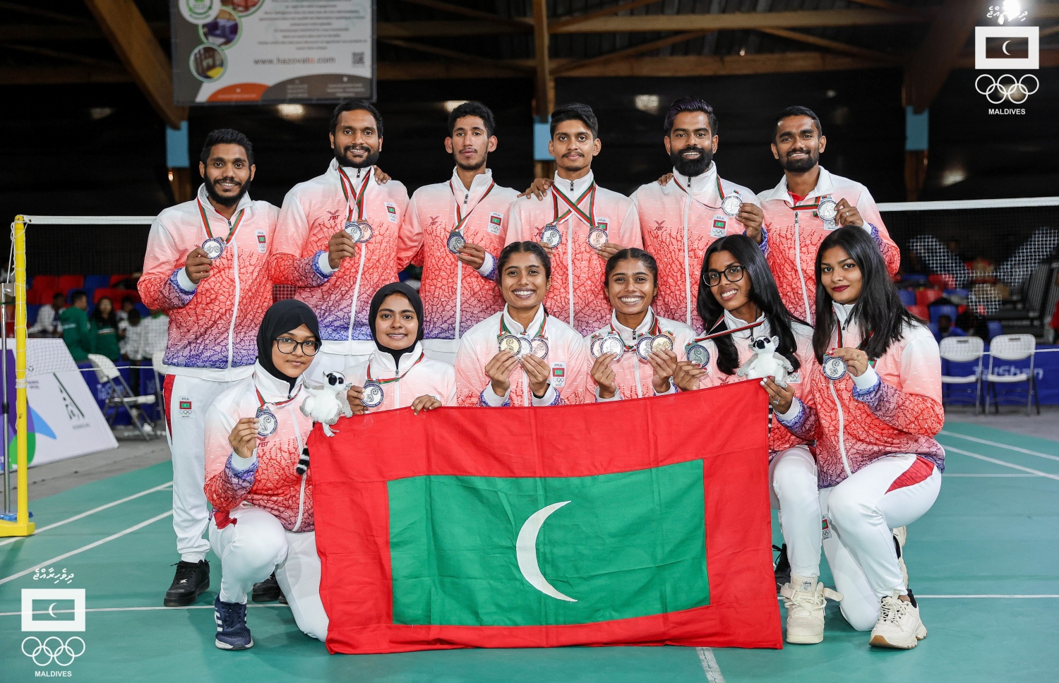 އައިއޯއައިޖީ 2023 ގައި ވާދަކުރި ރާއްޖޭގެ ބެޑްމިންޓަން ޓީމުން ވަނީ ޖުމްލަ ހަތް މެޑަލް ހާސިލް ކޮށްފަ.-- ފޮޓޯ: މުހައްމަދު ޝާބިން/ އެމްއޯސީ