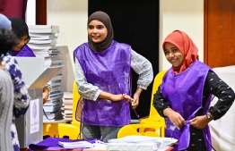 Officials get ready for polling to commence-- Photo: Nishan Ali | Mihaaru