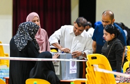 Elections officials set stage for the polling to begin that would decide the Maldivian president for the next five years-- Photo: Nishan Ali | Mihaaru