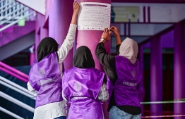 Elections Officials gets ready for polling to commence-- Photo: Nishan Ali | Mihaaru