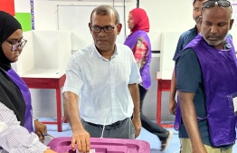 Former President and Speaker of Parliament Mohamed Nasheed casting his vote -- Photo: Ozone