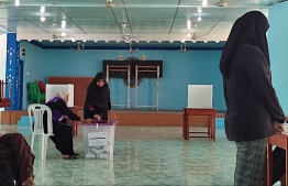 Polling continues at Vaavu atoll Keyodhoo-- Photo: Mihaaru Reader