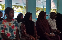 Voters await for their turn at Vaavu atoll Keyodhoo polling station-- Photo: Mihaaru Reader