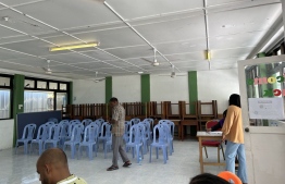 Voting station at Himmafushi-- Photo: Risheef | Mihaaru Reader