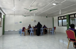Voters continue visiting polling stations to case their vote while the Elections Commission (EC) report over 30,000 eligible voters have already cast their vote; a polling station in Himmafushi-- Photo: Risheef | Mihaaru Reader