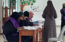 Polling continues at Shaviyani atoll Feevah polling station-- Photo: Mohamed Yazdan | Mihaaru Reader
