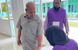 A voter at Shaviyani atoll Feevah polling station to cast his vote in the presidential election-- Photo: Mohamed Yazdan | Mihaaru Reader