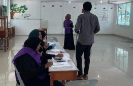 Voting station at Shaviyani atoll Feevah-- Photo: Mohamed Yazdan | Mihaaru Reader