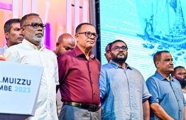 PPM/PNC leadership at the rally held to celebrate their success in Saturday's election -- Photo: Fayaz Moosa