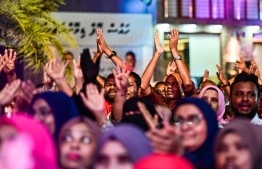 Supporters of the PPM/PNC coalition during the rally held to celebrate their victory in Saturday's election -- Photo: Fayaz Moosa