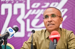 (FILE) Deputy President of the Elections Commission (EC), Ismail Habeeb, on a press conference on September 12, 2023: President Solih has said he is not against a general election held next month to finalise this matter - Photo: Fayaz Moosa / Mihaaru