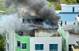 Terrace fire in Hulhumalé residence -- Photo: Fayaz Moosa