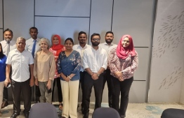 Leaders of MRM and PPM take a photo together to after holding a meeting to discuss working together in the second round of the election --
