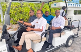 President Ibrahim Mohamed Solih with Qasim in Sun Island