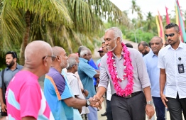 Dr. Mohamed Muizzu and his campaign team is currently visiting the islands of upper-northern atolls ahead of the runoff polls scheduled for September 30-- Photo: Nishan Ali | Mihaaru