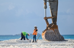 Development of a dockyard for MNDF and harbor ongoing at UTF-- Photo: Mihaaru
