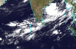 Satellite photo of the Maldives taken at 12 pm today -- Photo: Met Office