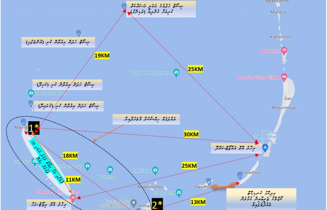 ލ. އަތޮޅު ކައިރީ ރިސޯޓުތައް ތަރައްގީ ކުރާ ތަންތަނާއި އެއާޕޯޓާ ހުރި ދުރުމިން ދައްކައިދޭ ޗާޓެއް --