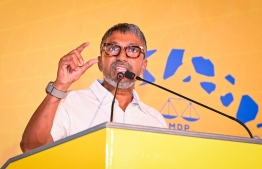 Ilham Ahmed severely criticized the opposition party, and claimed that a PPM-led government will be socio-politically regressive-- Photo: Nishan Ali | Mihaaru