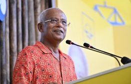 President Ibrahim Mohamed Solih speaking at the campaign event held in Sosun Jagaha last night