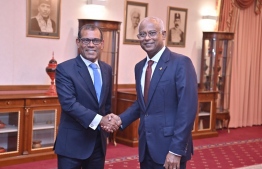 President Ibrahim Mohamed Solih meets with Speaker of Majlis Mohamed Nasheed at the President's Office. -- Photo: The President's Office