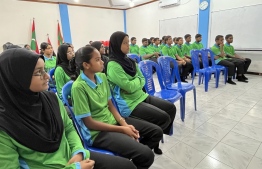 Students from Baa atoll schools attending the workshop on marine ecosystems of Maldives -- Photo: Fathimath Shana
