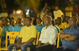 President Ibrahim Mohamed Solih with supporters from Gaafu Dhaalu atoll Thinadhoo-- Photo: MDP